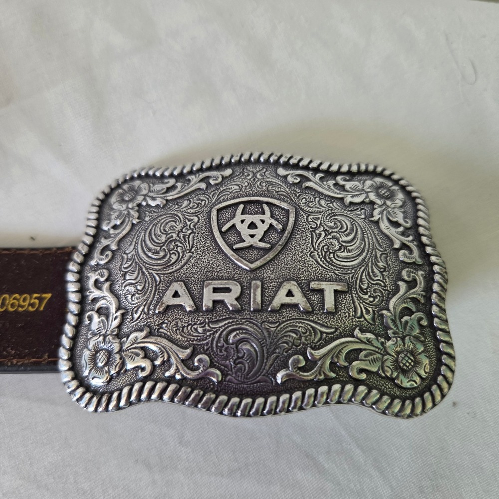 Ariat Mens Western Belt A10006957 Brown Leather Floral Tooled Trophy Buckle L